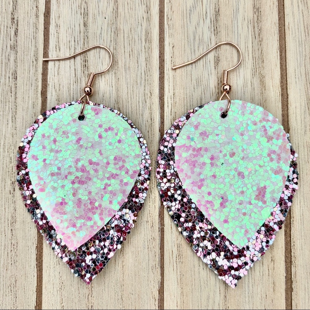 New! | Handmade Faux Leather Earrings Double
